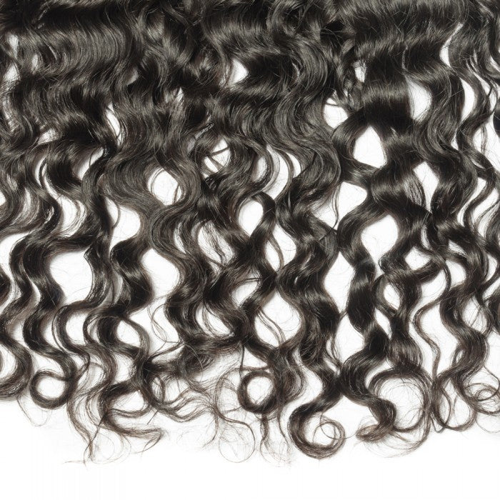 Premium #1B Natural Black Natural Wave Bundles with 13×4 Frontal |