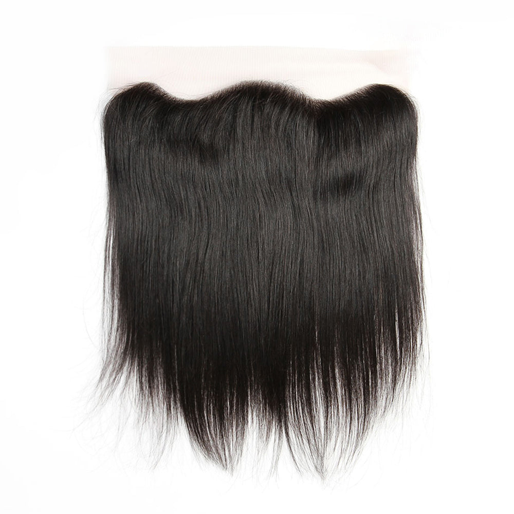 Premium #1B Natural Black Straight Bundles with 13×4 Lace Frontal |