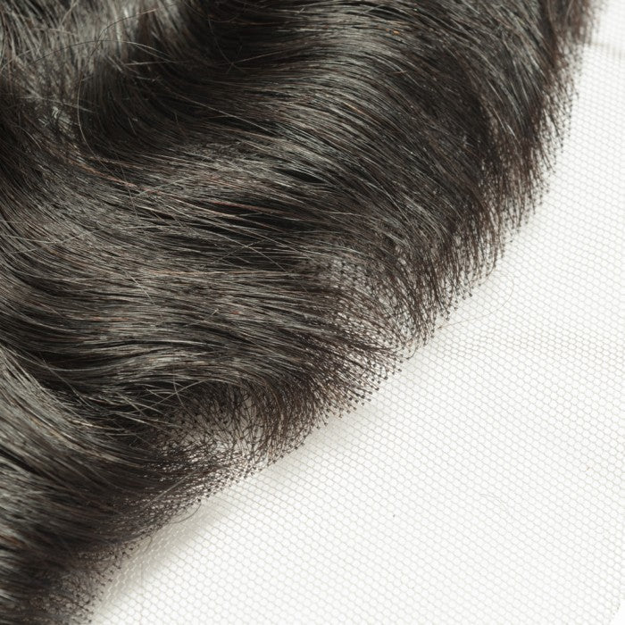 Premium #1B Natural Black Natural Wave Bundles with 13×4 Frontal |