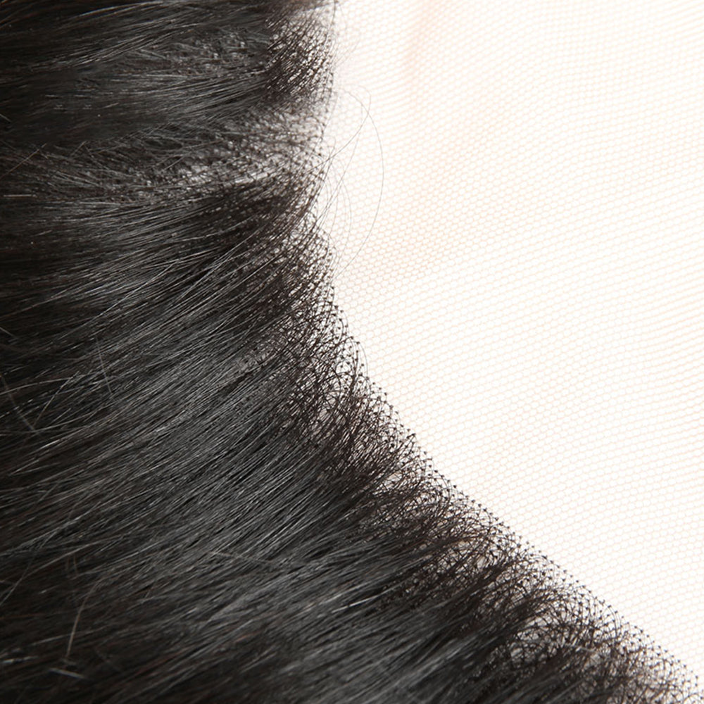 Premium #1B Natural Black Straight Bundles with 13×4 Lace Frontal |
