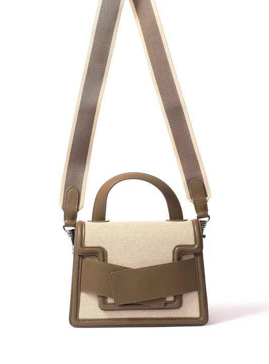 Sac Evelyn en toile et cuir véritable, gris