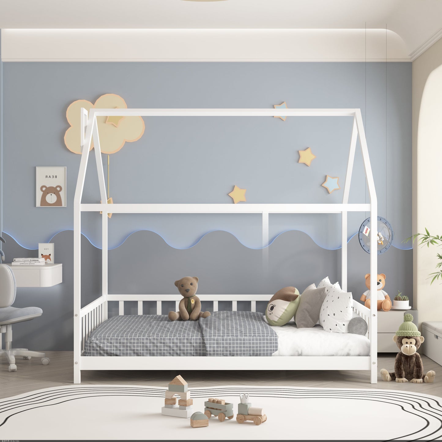 ARY MONTESSORI WHITE HOUSE BED - DOUBLE [PRE-ORDER]