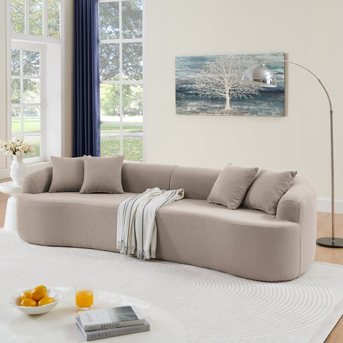 Curved Modular Sectional Sofa in Lamb's Wool Fabric, Modern Minimalist