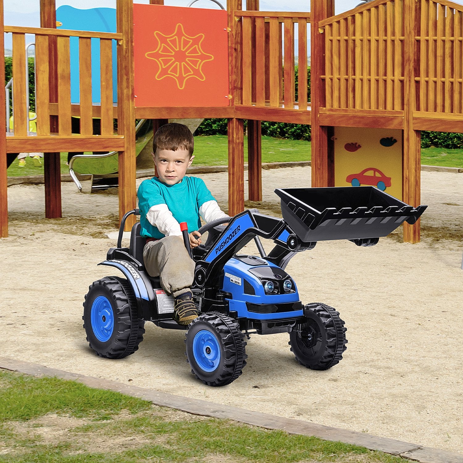 Aosom Kids Digger Ride On Excavator 6V Battery Powered Dual-Motor
