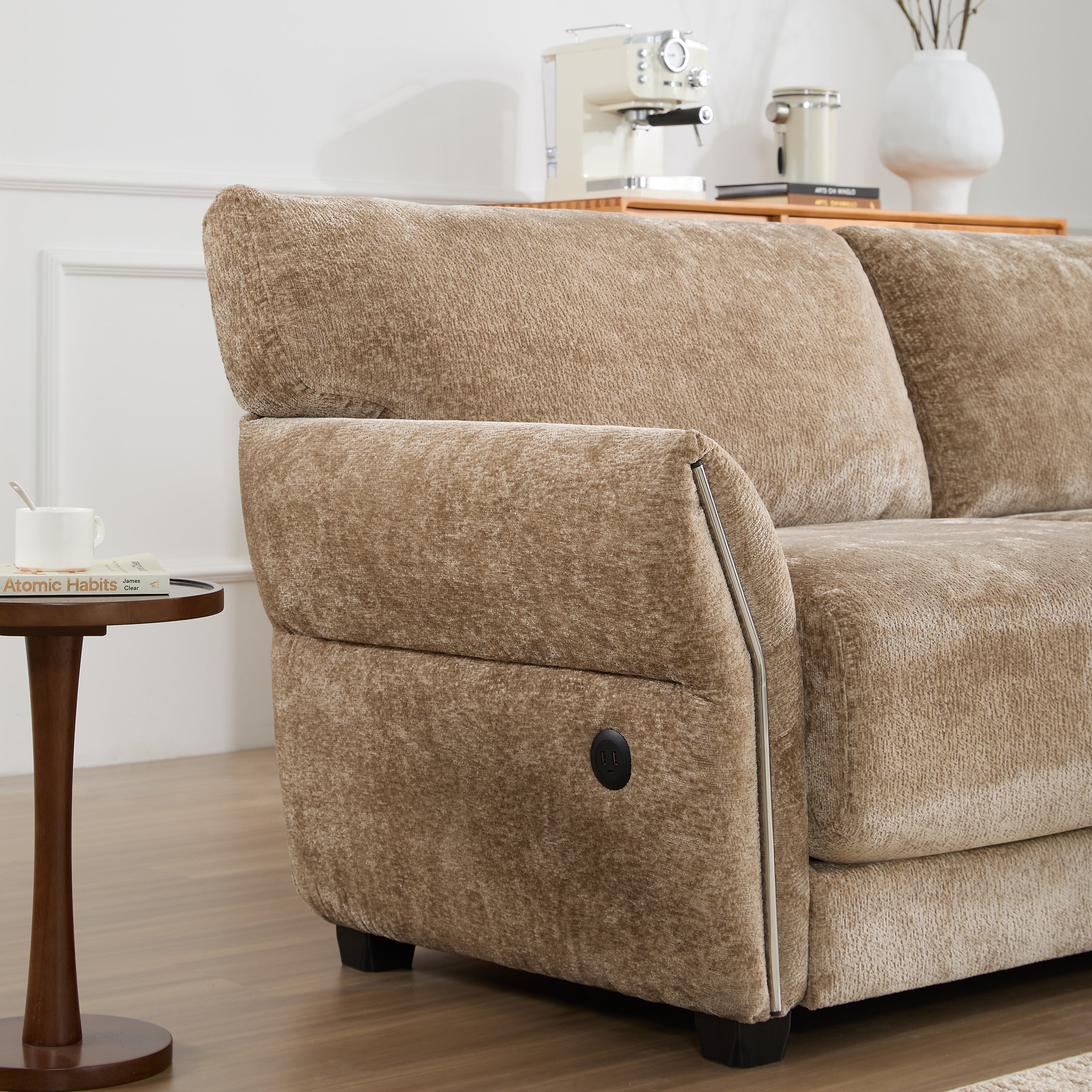 110' Modular Sectional Sofa, L-Shape with Extra-Wide Seat Cushion, USB