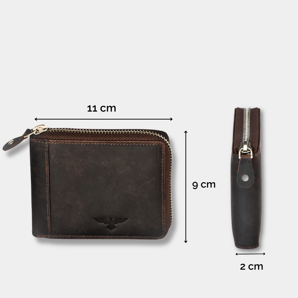 Cartera Zipper de Cuero Full Grain – Estilo Clásico –
