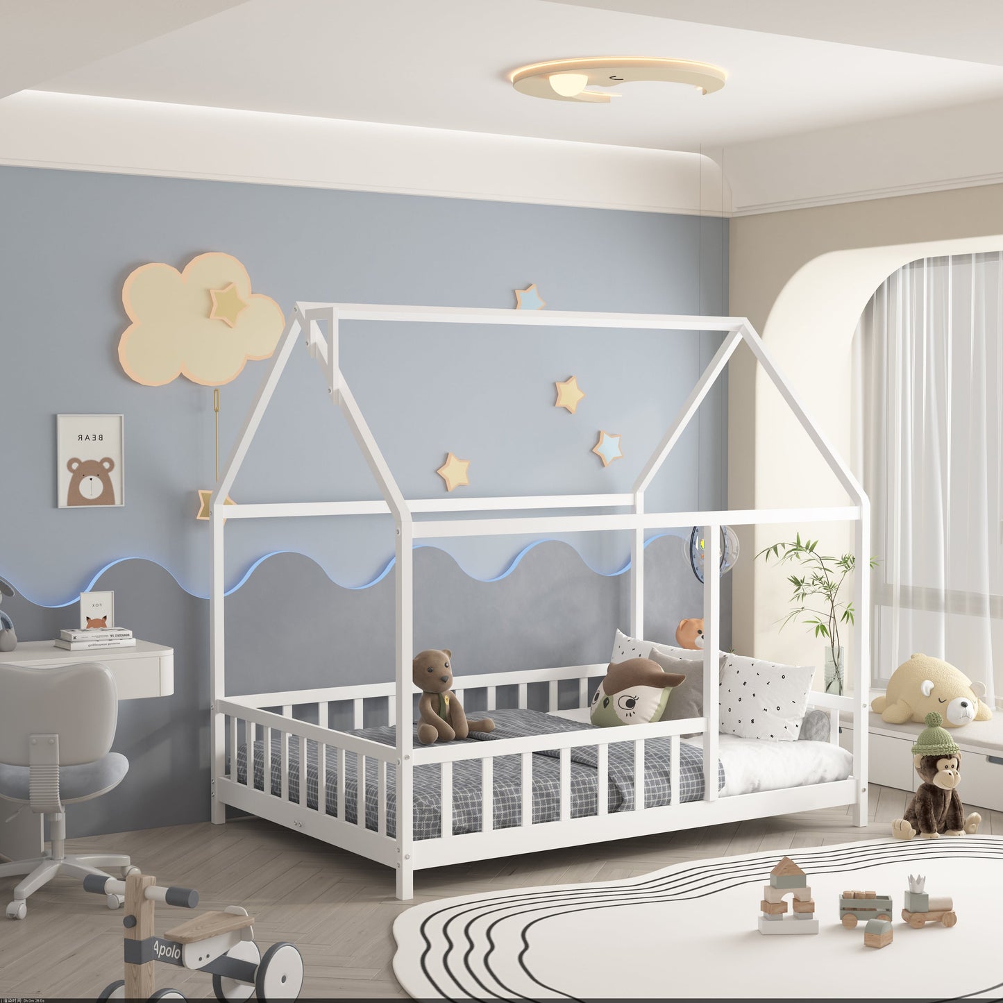 ARY MONTESSORI WHITE HOUSE BED - DOUBLE [PRE-ORDER]