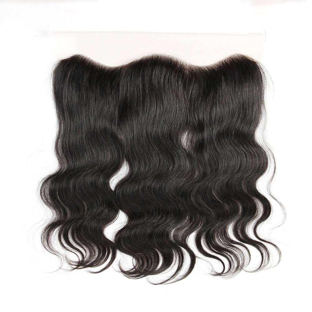 Premium #1B Natural Black Body Wave Bundles with 13×4 Lace Frontal |