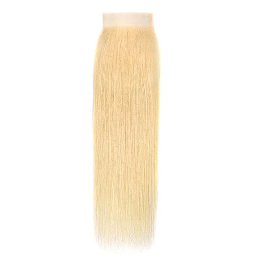 Premium #613 Blonde Straight Bundles with 4×4 Lace Closure | 100%