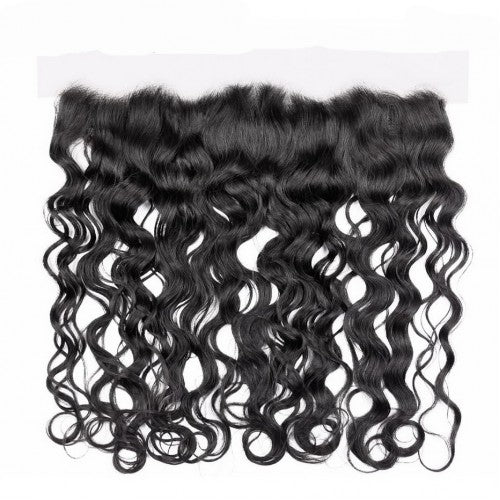 Premium #1B Natural Black Water Wave Bundles with 13×4 Frontal | 100%