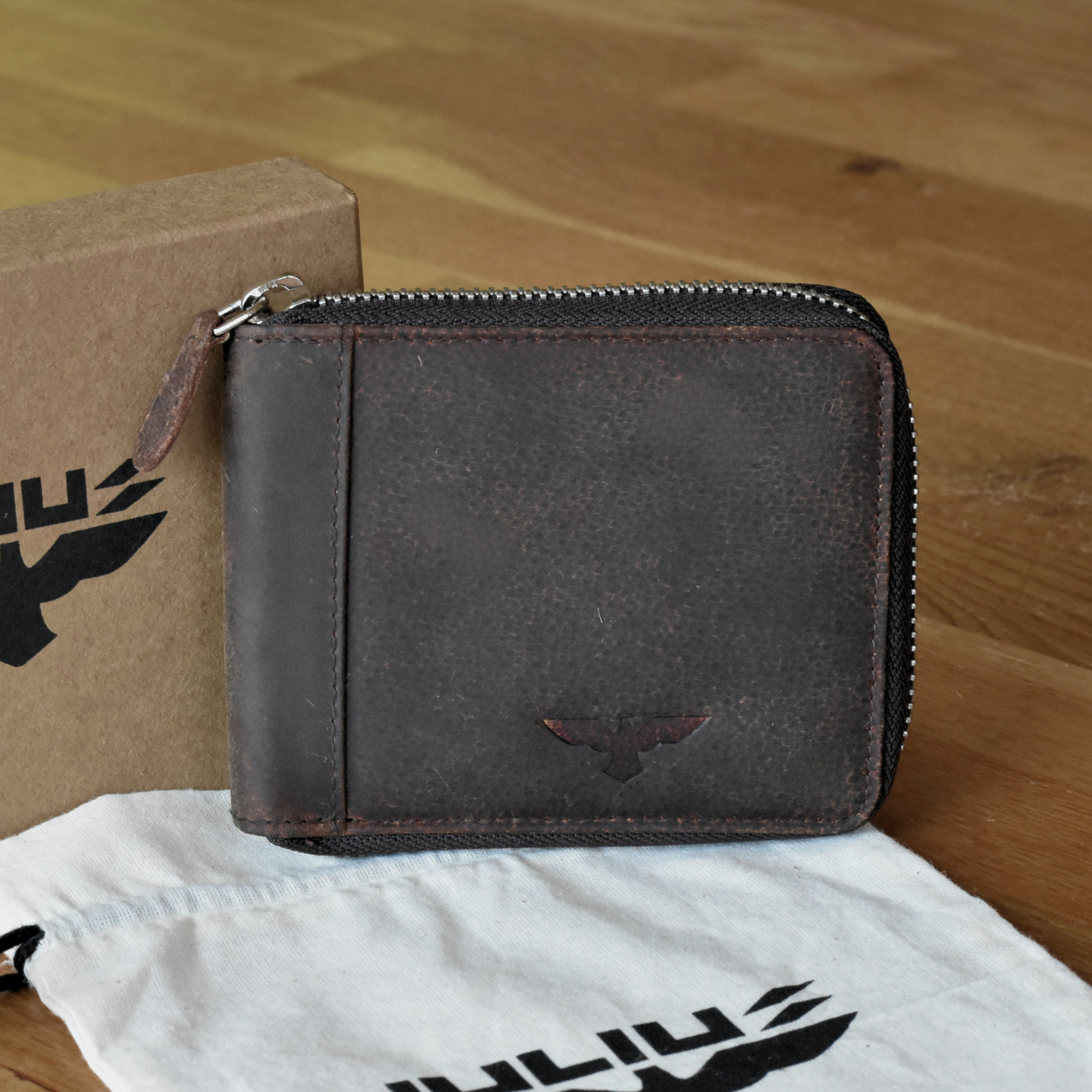 Cartera Zipper de Cuero Full Grain – Estilo Clásico –