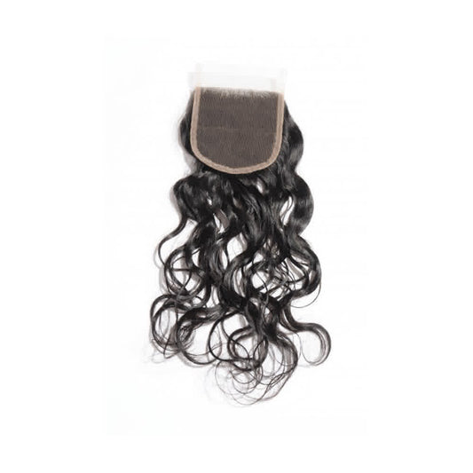 Premium #1B Natural Black Natural Wave Bundles with 4×4 Lace Closure |
