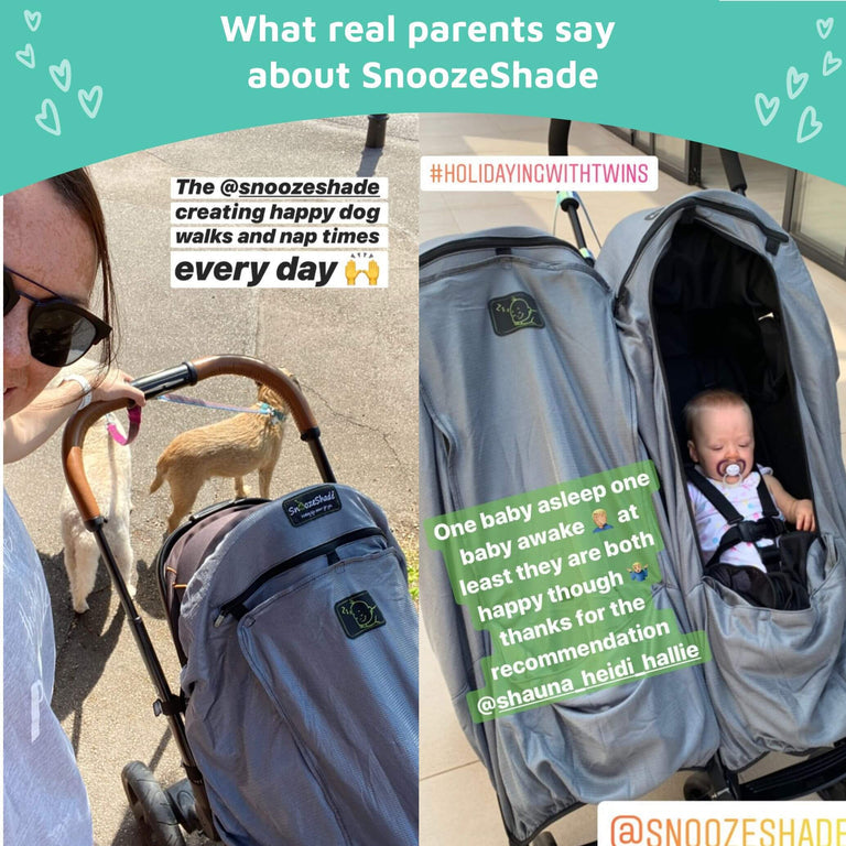 SnoozeShade Plus Deluxe (6m+)  Premium Sunshade & Mosquito Net for Pushchairs Blocks 97.5% UV & Supports Naps