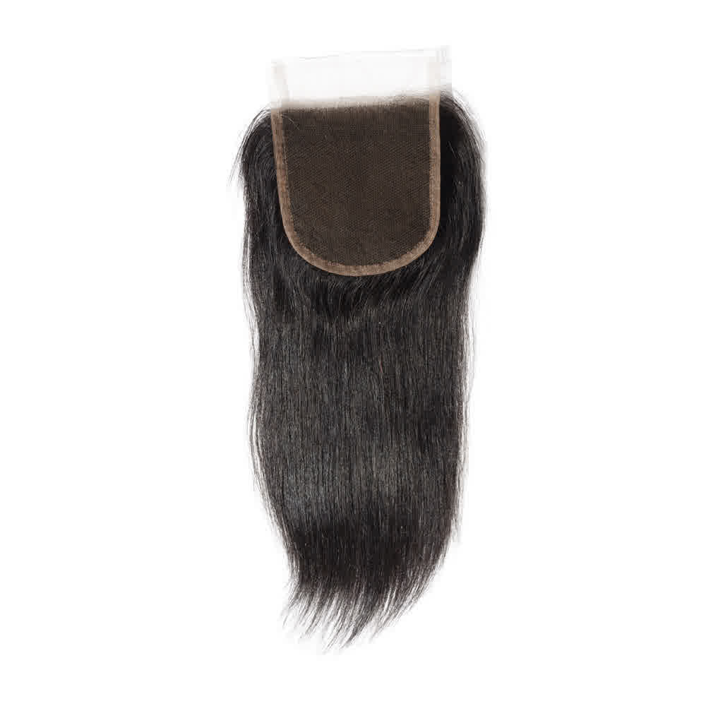 Premium #1B Natural Black Straight Bundles with 4×4 Lace Closure |