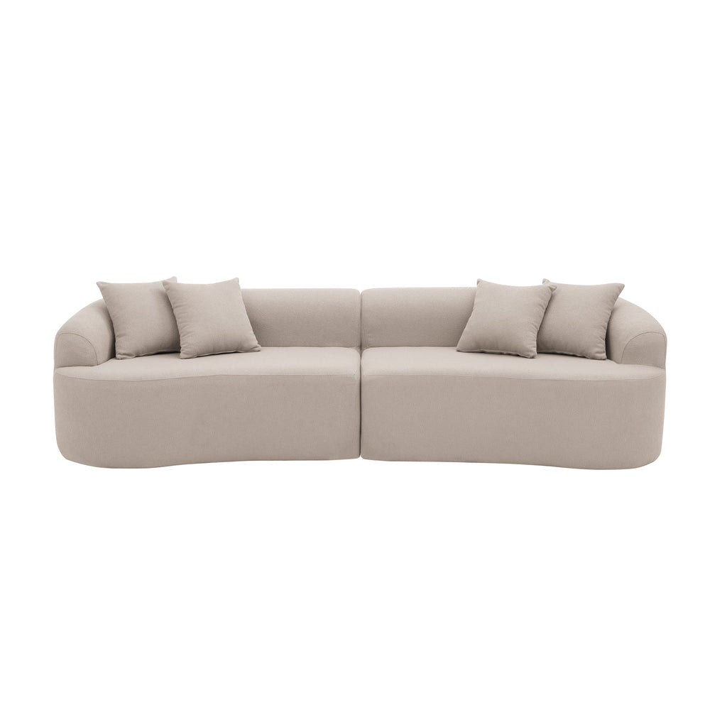 Curved Modular Sectional Sofa in Lamb's Wool Fabric, Modern Minimalist
