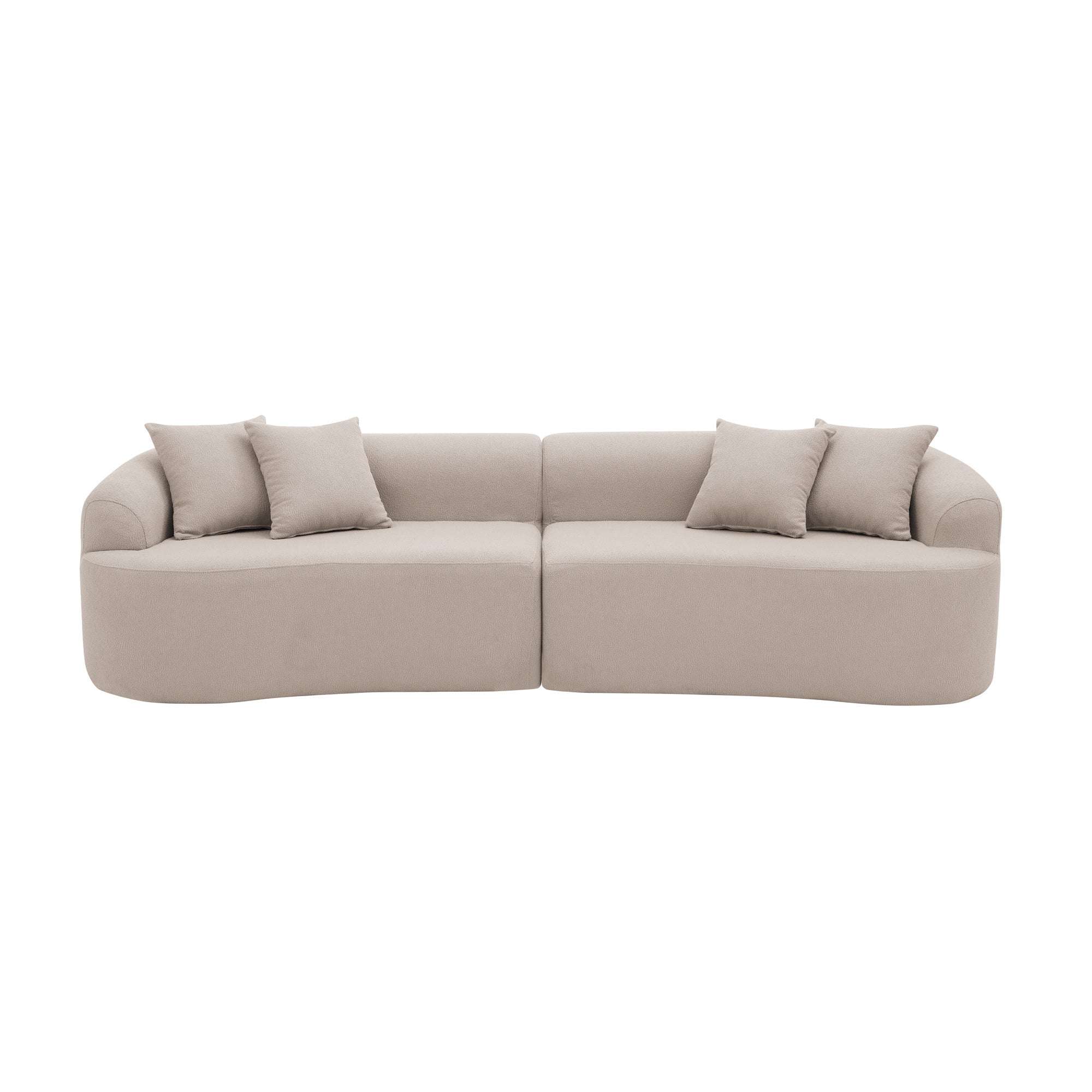 Curved Modular Sectional Sofa in Lamb's Wool Fabric, Modern Minimalist