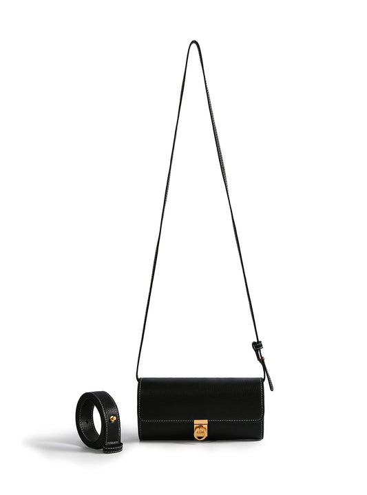 Sac à bandoulière convertible Aria à 3 compartiments, noir