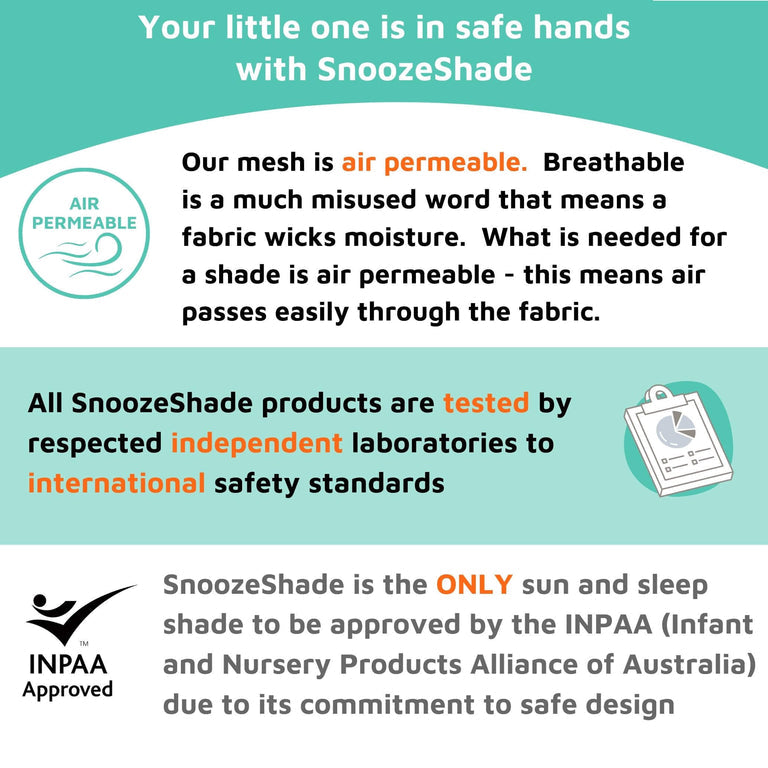 SnoozeShade Plus Deluxe (6m+)  Premium Sunshade & Mosquito Net for Pushchairs Blocks 97.5% UV & Supports Naps