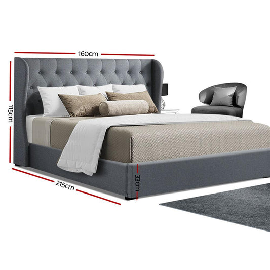 Artiss Bed Frame Queen Size Gas Lift Grey ISSA