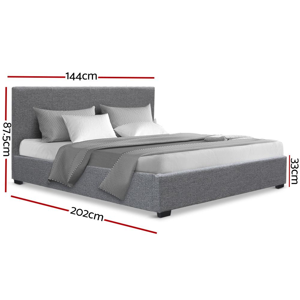 Artiss Bed Frame Double Size Gas Lift Grey NINO