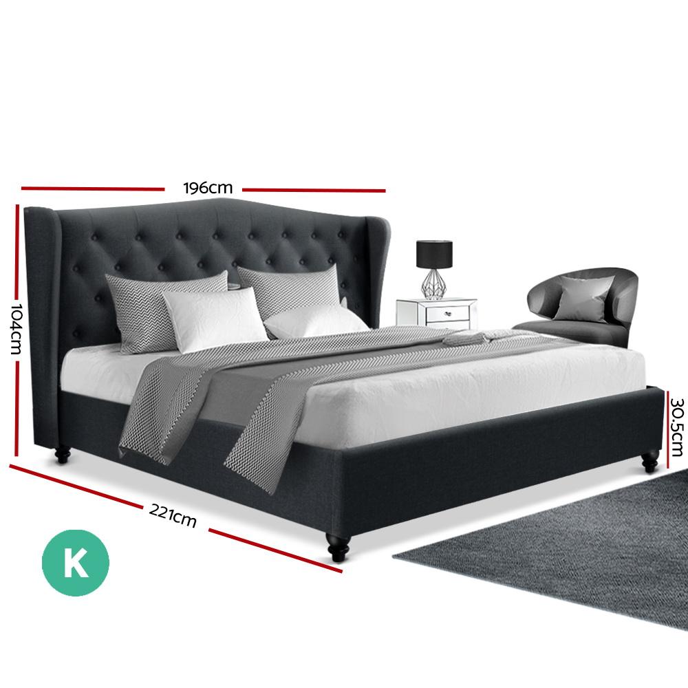 Artiss Bed Frame King Size Charcoal PIER