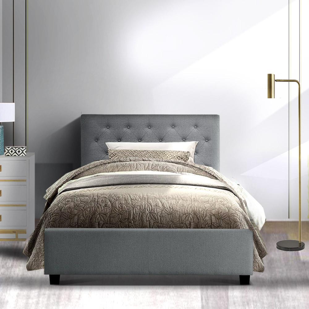 Artiss Bed Frame King Single Size Gas Lift Grey VILA