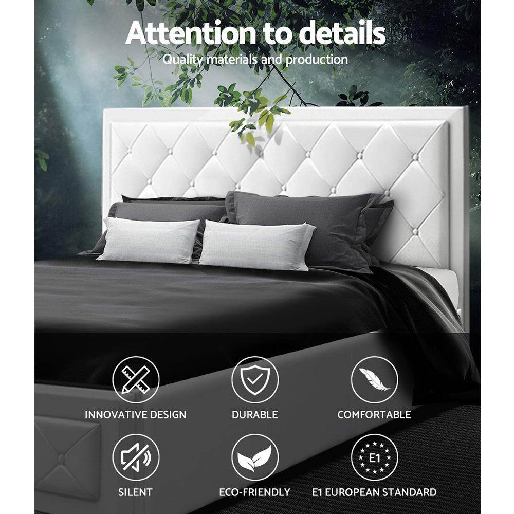 Artiss Bed Frame Queen Size Gas Lift White TIYO