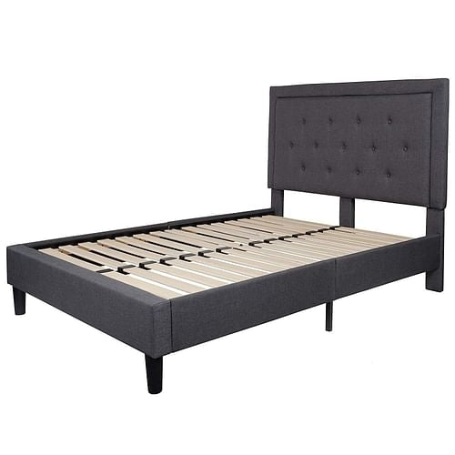 Full size Dark Grey Fabric Upholstered Platform Bed Frame with Tufted