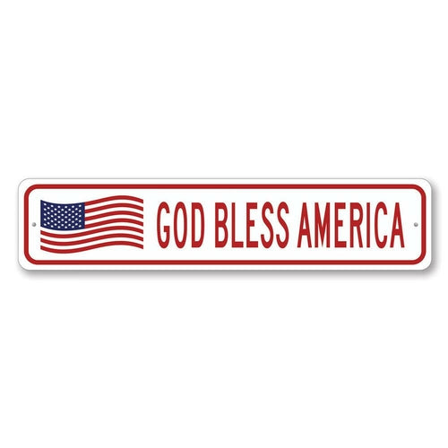 God Bless America US American Flag Sign