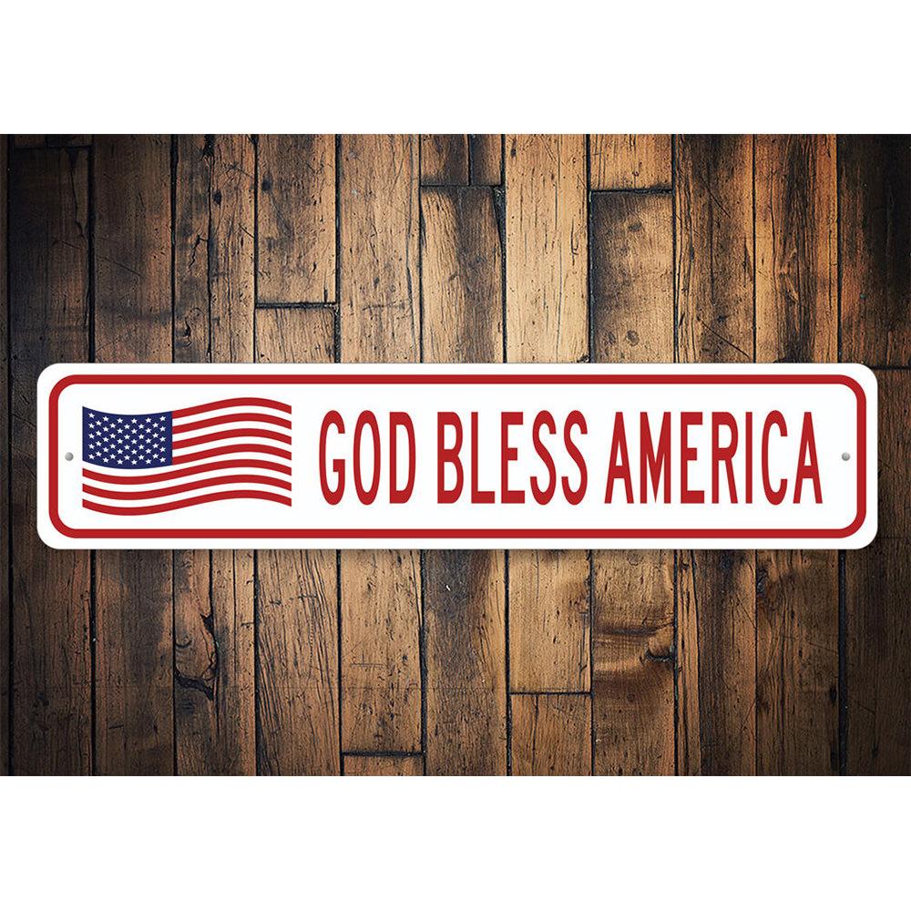 God Bless America US American Flag Sign