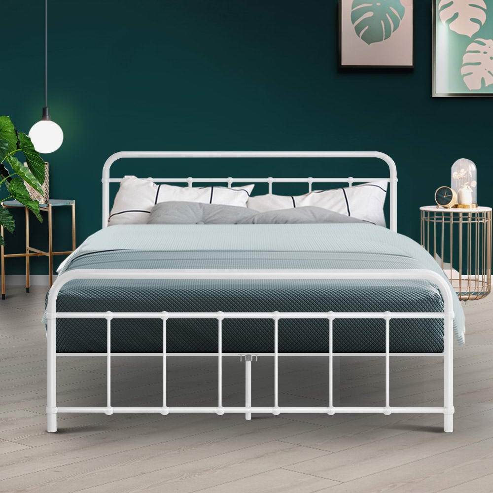 Artiss Bed Frame Metal Bed Frame LEO - Double (White)