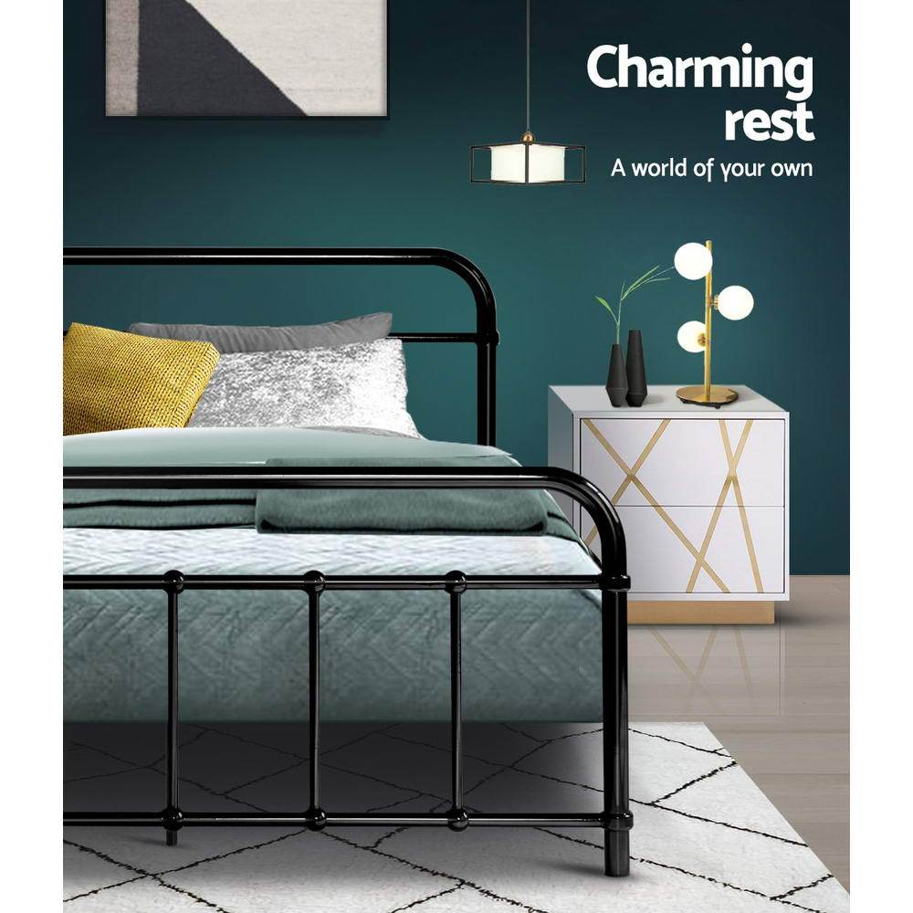 Metal Bed Frame King Single Size Platform Foundation Mattress Base Leo