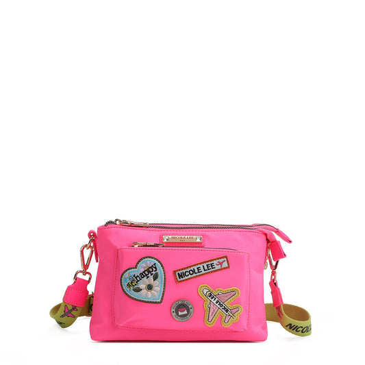 BOLSO CRUZADO ACORDEÓN CON PARCHES DE COLORES (ROSA)-0