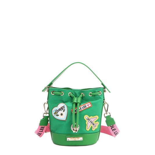 BOLSO CUBO CON PARCHES DE COLORES (VERDE)-0