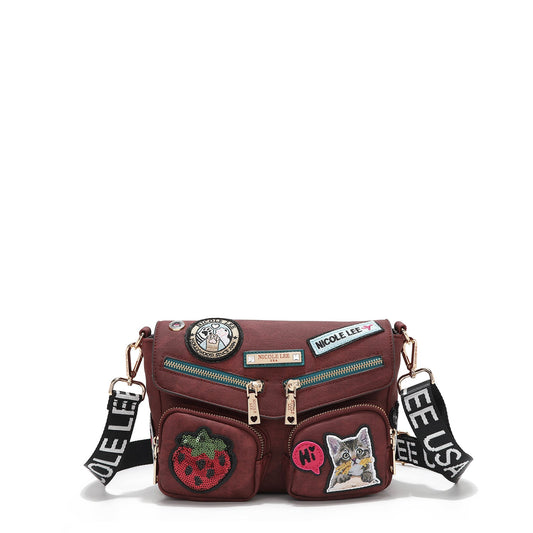 BOLSO CRUZADO CON SOLAPA Y MÚLTIPLES PARCHES (ROJO)-0