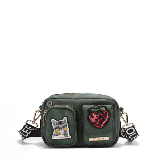 BOLSO CRUZADO CON MÚLTIPLES PARCHES (VERDE)-0