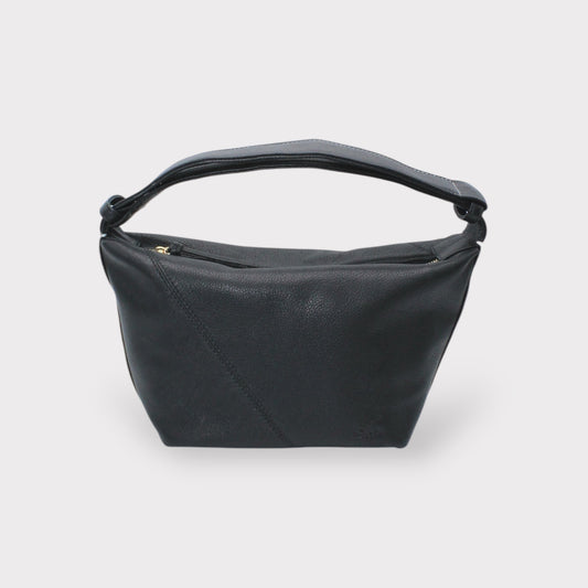 Evy - Sac bandoulière en cuir véritable noir