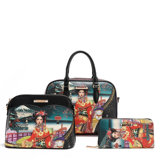 SET DE 3 PIEZAS (BOLSO, BANDOLERA, CARTERA) (AKIKO LA BELLEZA)-0
