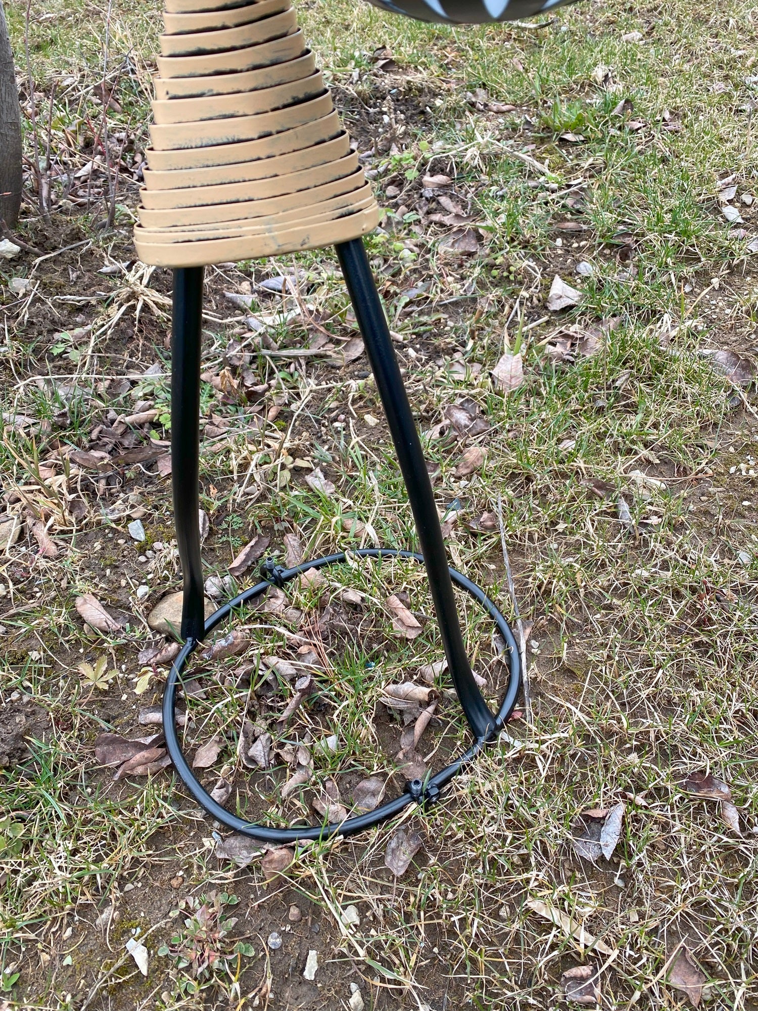 Abstract Tribal Lady Figurine Sculpture Lunging with Solar LED Light