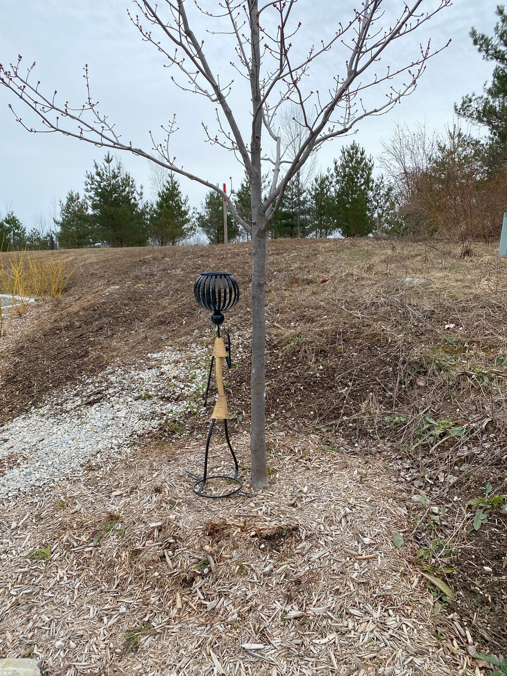 Abstract Tribal Lady Figurine Metal Sculpture On Head with Solar light