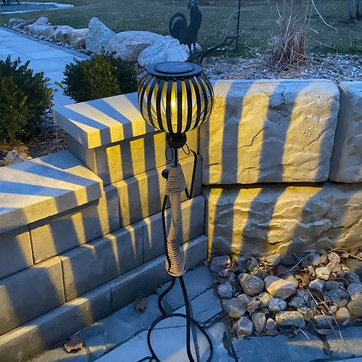 Abstract Tribal Lady Figurine Metal Sculpture On Head with Solar light