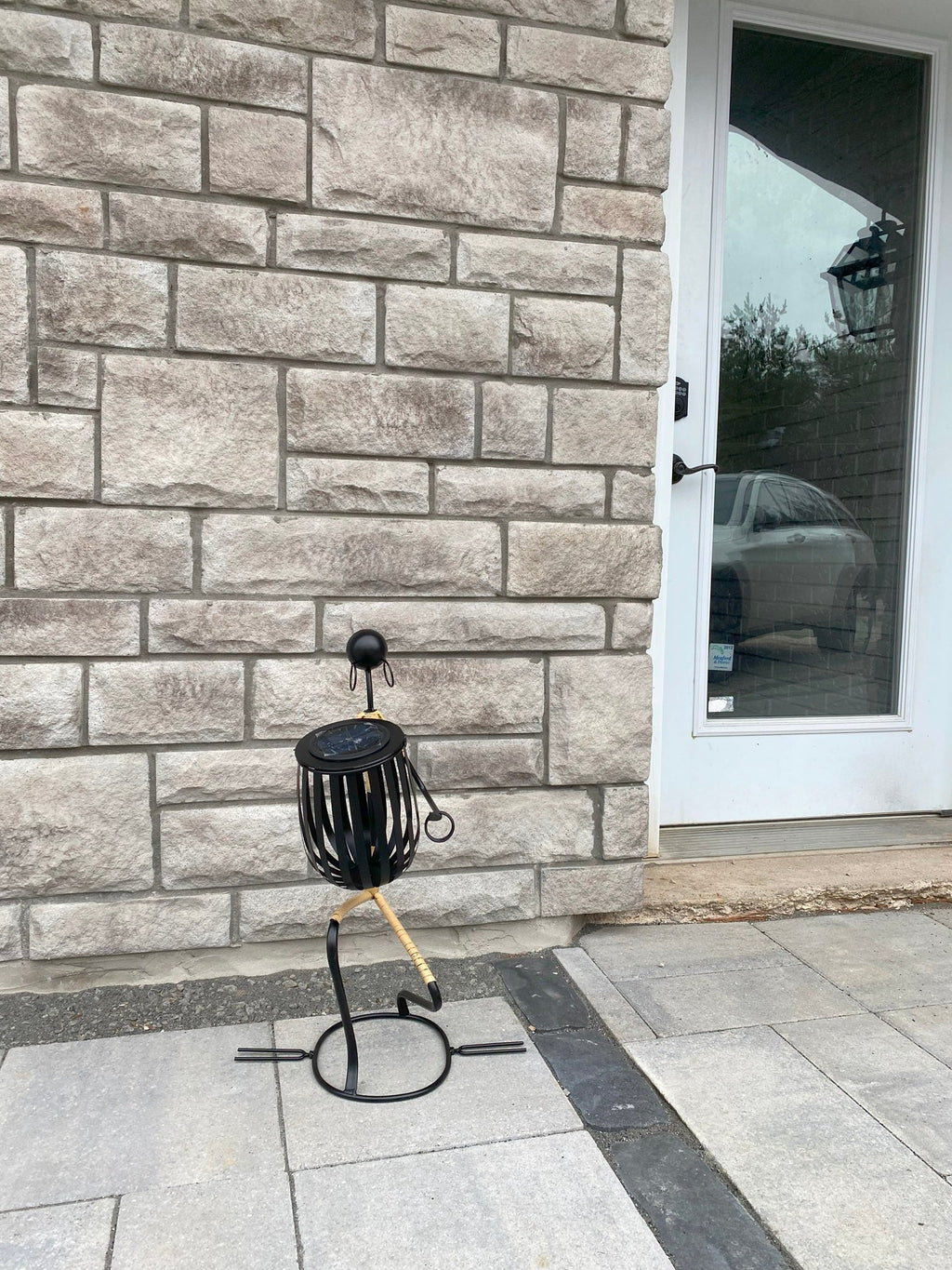 Abstract Tribal Lady Figurine Sculpture Lunging with Solar LED Light