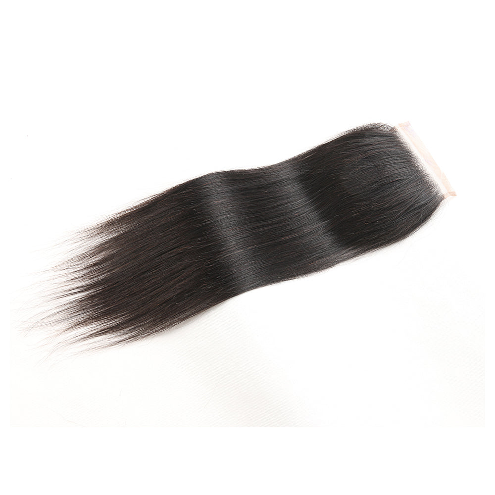 Premium #1B Natural Black Straight Bundles with 4×4 Lace Closure |