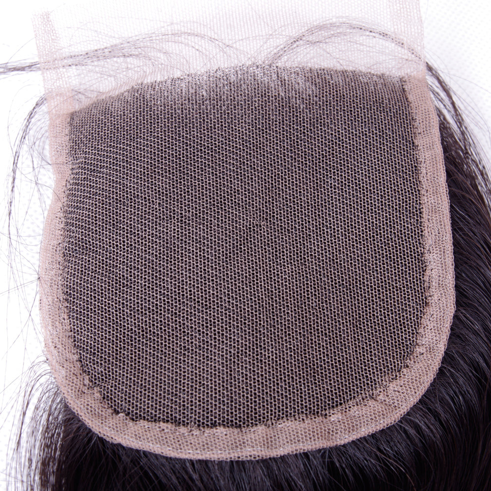 Premium #1B Natural Black Straight Bundles with 4×4 Lace Closure |