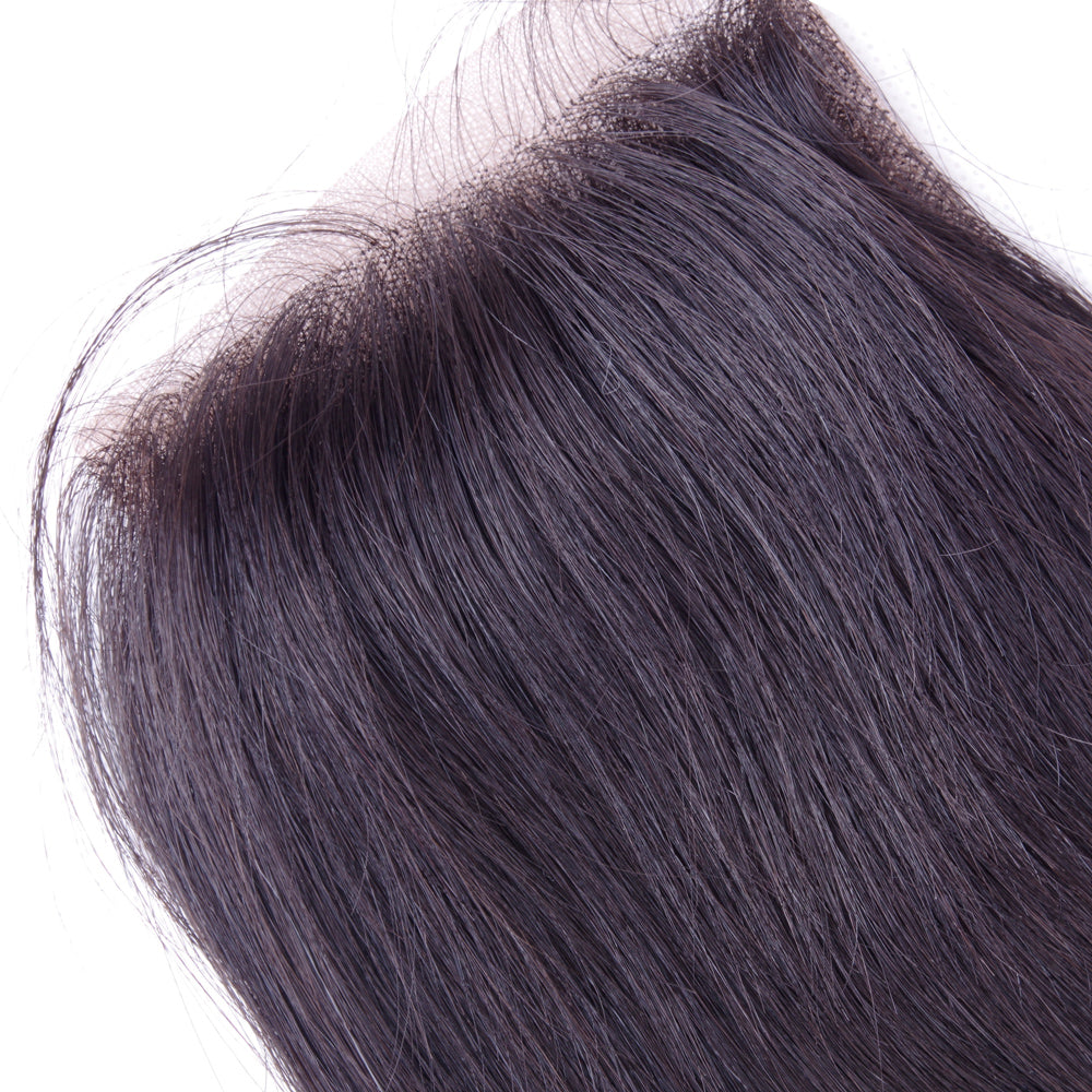 Premium #1B Natural Black Straight Bundles with 4×4 Lace Closure |