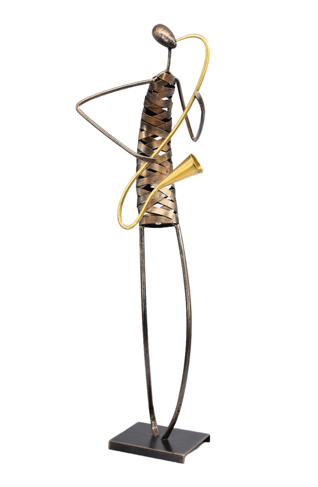 laying Saxophone  Musician Brush Bronze Color Metal Sculpture