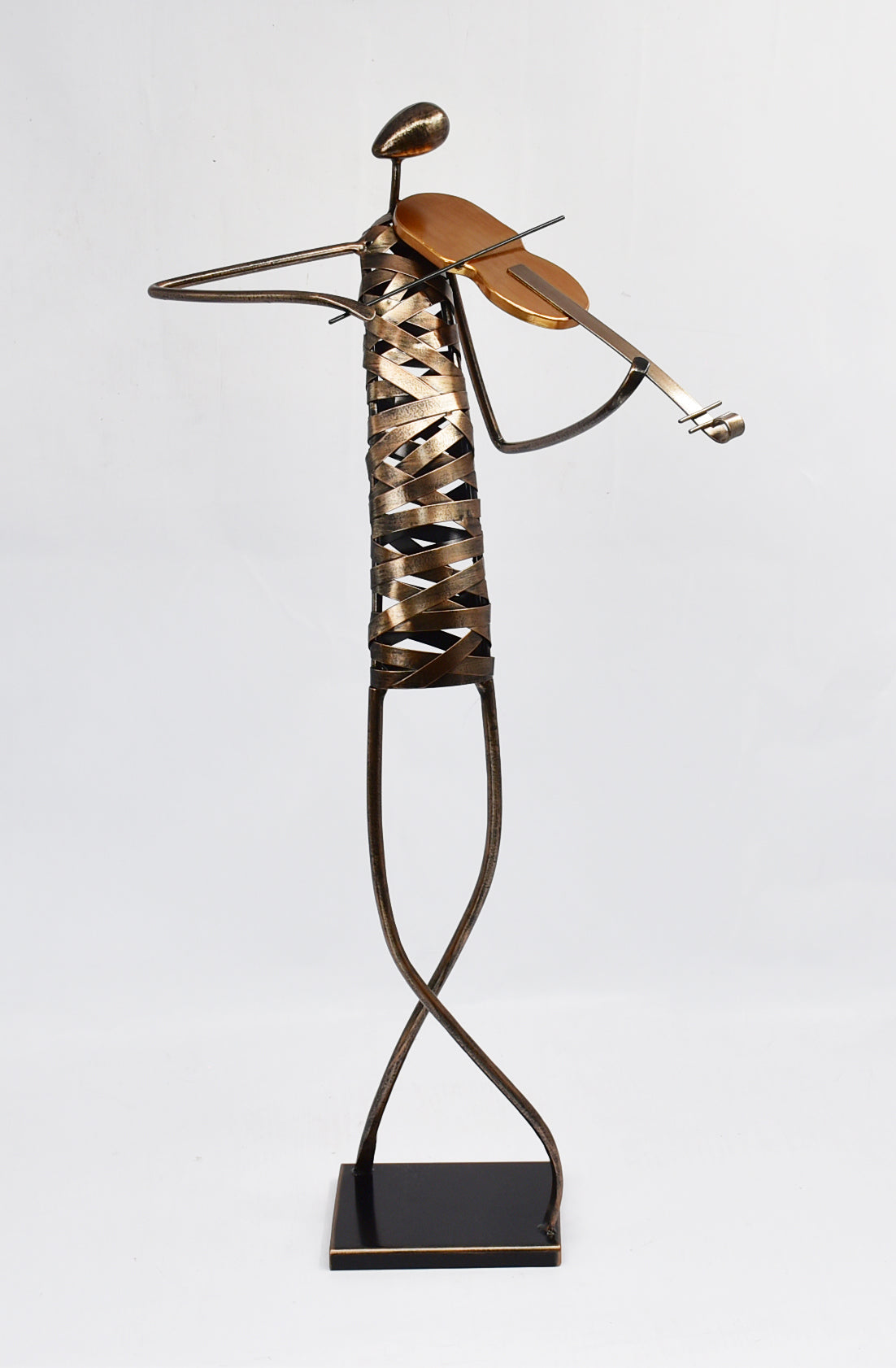 Playing Violin  Musician Brush Bronze Color Metal Sculpture