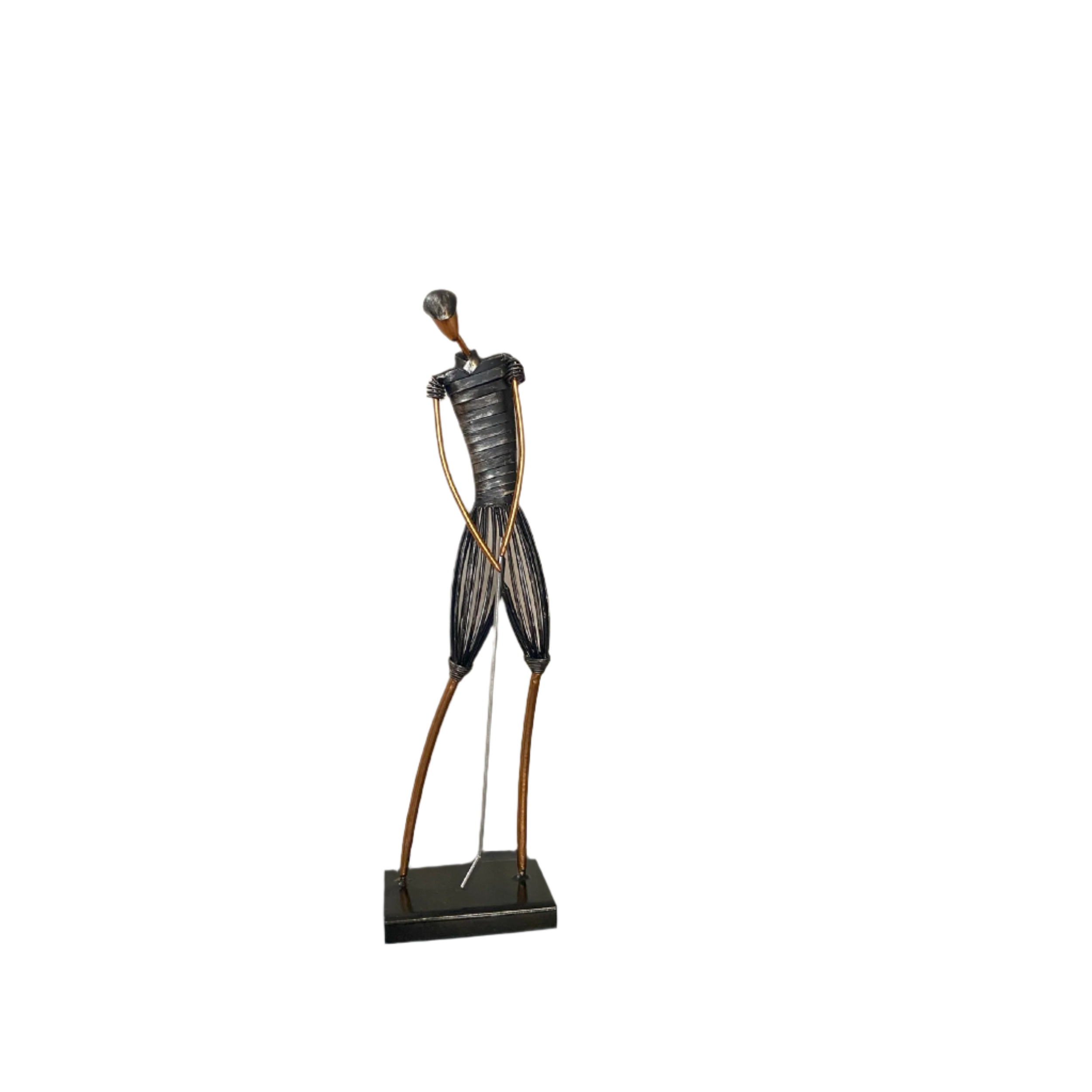 Table Sculpture-Metal Figurine Man Playing Golf