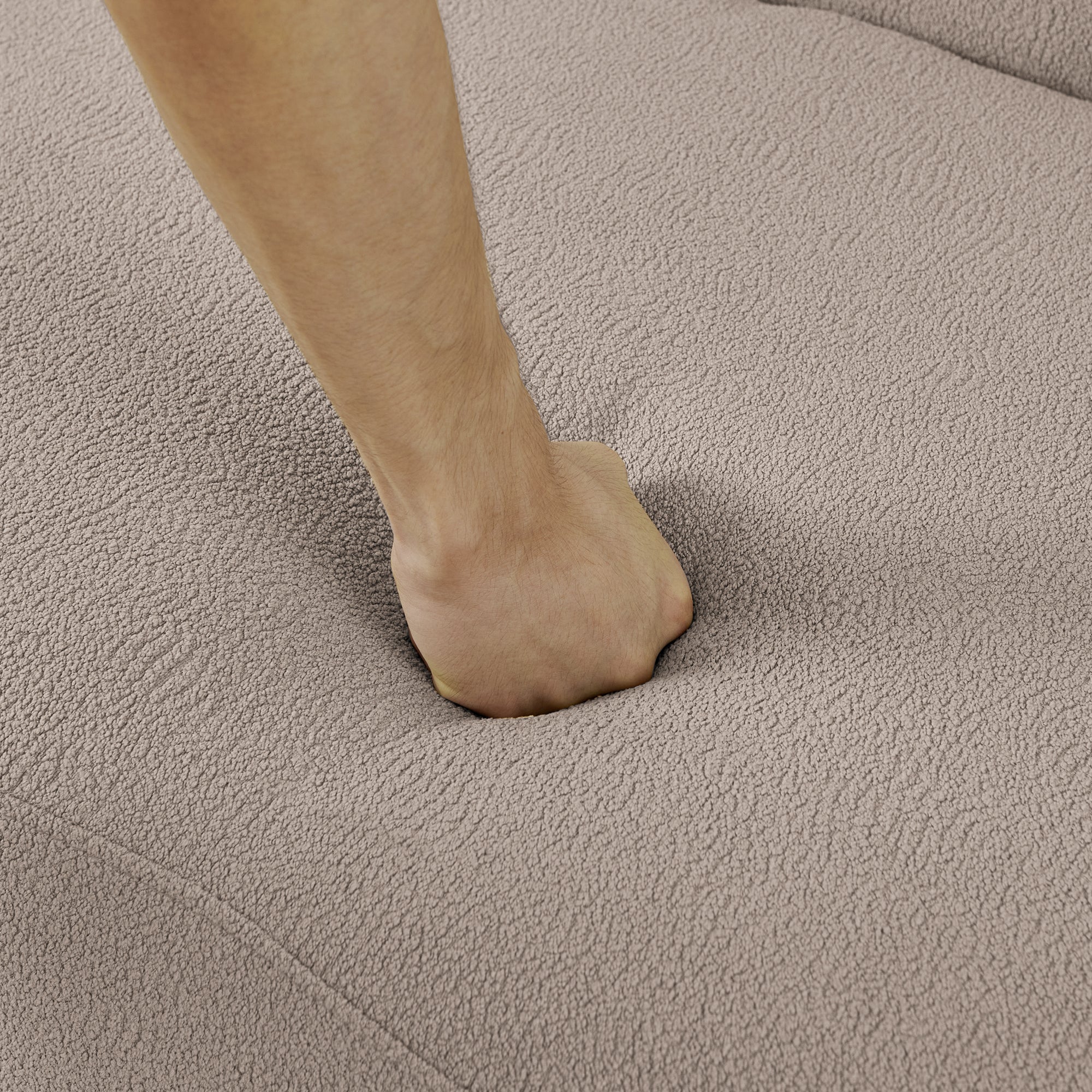 Curved Modular Sectional Sofa in Lamb's Wool Fabric, Modern Minimalist