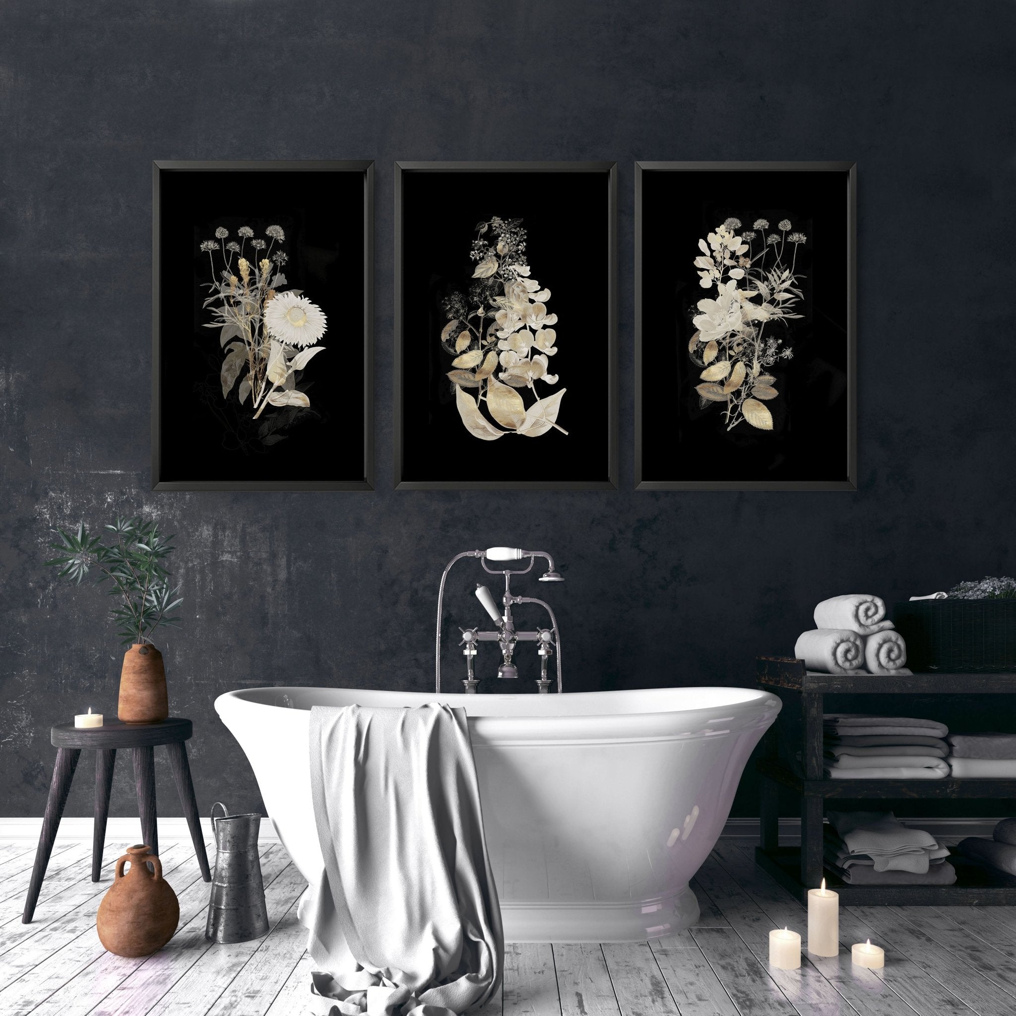Classy bathroom wall art uk | set of 3 wall art prints